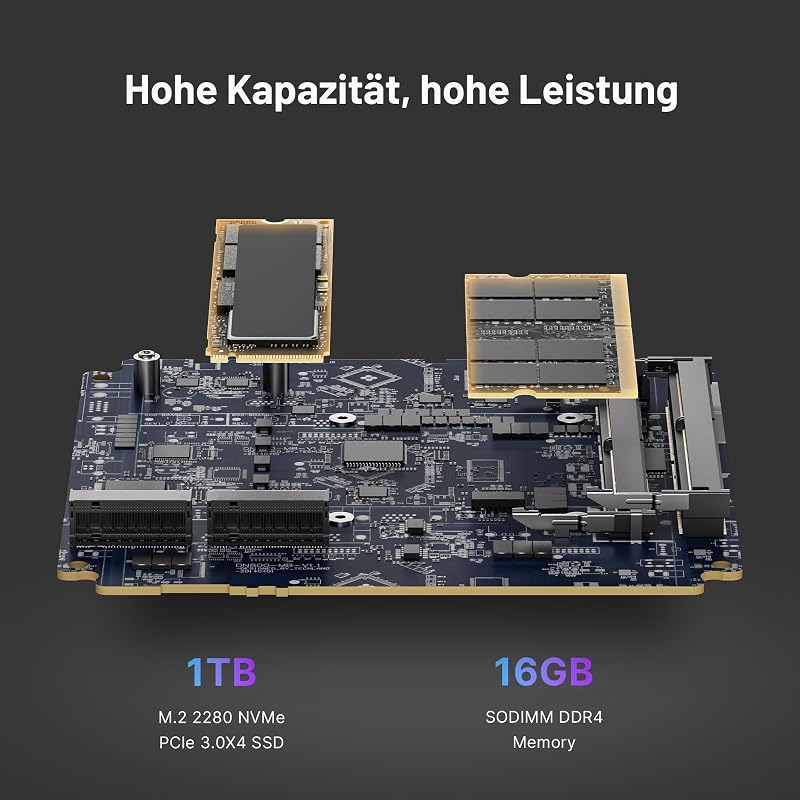 Mini PC, AMD Ryzen 7 7730U (bis zu 4,5 GHz), 16GB RAM, 1TB NVMe SSD