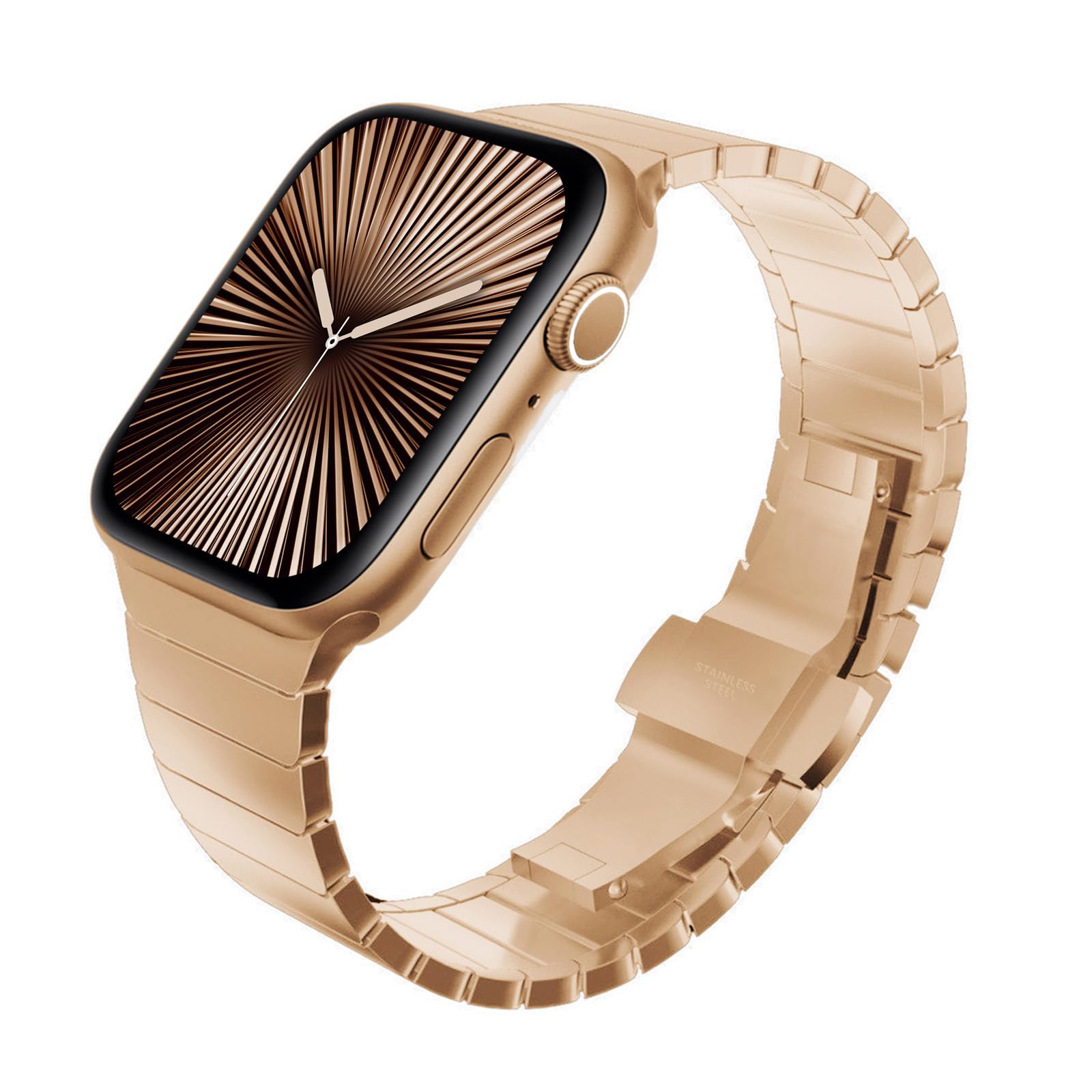 Photo 1 of [RECOMMENDED by NYT Wirecutter] Stainless Steel Band Compatible for Apple Watch Series 11/10 42mm Series 9/8/7/6/5/4/3/2/1 41mm/40mm/38mm, Metal 316L, Waterproof, Easy to Adjust,Original Gold