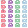 Piriuuo 24 Pcs Key Covers Caps, Key Cap Tags Coloured Key Identifiers Covers Key Cap Label Key Caps Covers Tags Set Cute Key Accessories for Easy Identifying Standard Flat House Door Keys