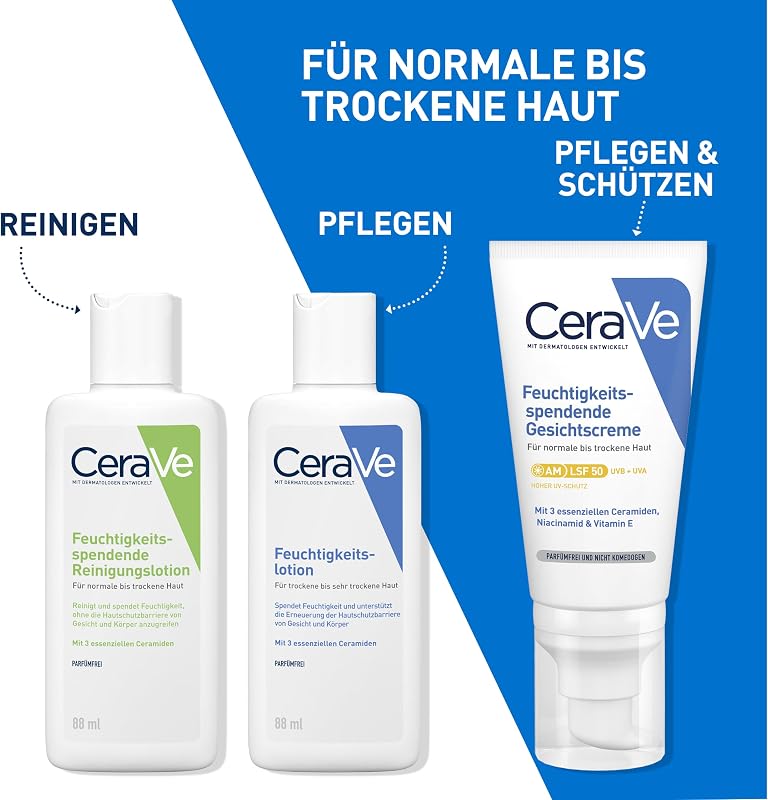 Reinigungslotion, Mit Hyaluron, Glycerin und drei essenziellen Ceramiden, Sanft reinigend und feuchtigkeitsspendend, Ohne Parfüm und Duftstoffe, 88 ml