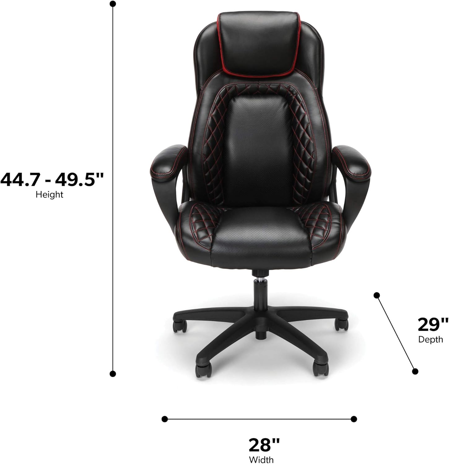 OFM Essentials Collection Racing Style SofThread Leather High Back Office Chair, in Red: Furniture & Decor
