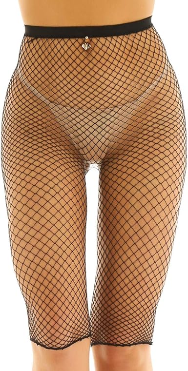 high rise fishnet shorts
