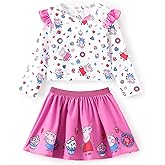 Peppa Pig Girls Skirt Sets Long Sleeves Top Shirt and Skirt Fall Outfits Cute Clothing Sets for Birthday Party Toddler Girl