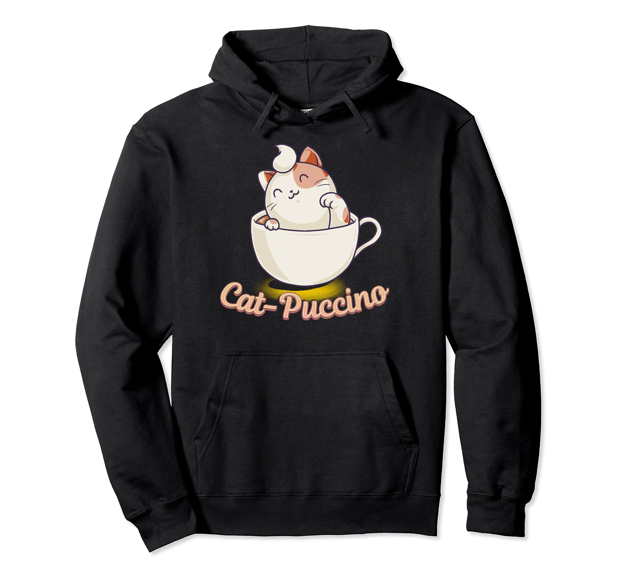 Cat-Puccino Funny Cappuccino Cat Lover Kitten Coffee Drink Pullover Hoodie