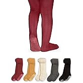 LA ACTIVE Baby Girls Tights - Cozy Warm Cotton Cable Knit Winter Tights - Non-Skid Grip - Toddler Infant Newborn Kids