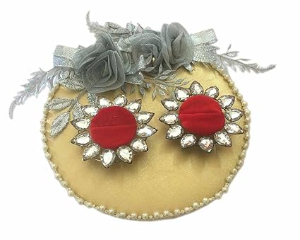 Loops n knots Silver & Golden Wedding/Engagement Ring Platter with 2 Ring Holder (rp146)