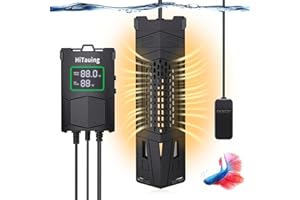 HiTauing Aquarium Heater 300W/500W/800W/1000W, Fish Tank Heater with Smart IC Chip & PID System Controller, Independent Temp Sensing Probe, Accurate Temp Control Heater for Saltwater and Freshwater