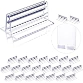Zonon 24 Pieces Self Adhesive Sneeze Holder, Acrylic Panels Plates Holder Glass Sign Stands, Desk Dividers Privacy for Students, 3 x 1.6 Inch (L x H), 0.04 to 0.2 Inch Thick