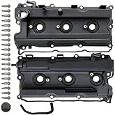 MITZONE Pair Valve Cover Set with Gaskets Bolts Oil Filter Cap Compatible with 2010-2021 Nissan Frontier Xterra Pathfinder NV1500 2500 3500 4.0L V6 Replacement 13264-EA210 13264-EA200