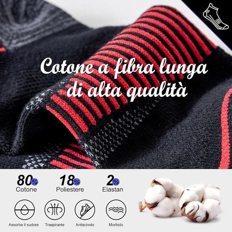 Calzini Sportivi Uomo, 6 Paia, Corti e Imbottiti — foto 6 di 8