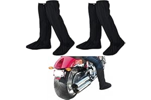 CUTECROP 2 Pairs Waterproof Motorcycle Rain Shoe Covers High Tube Reusable Rainproof Boot Covers Black Unisex for Motorcycle Cycling Bike
