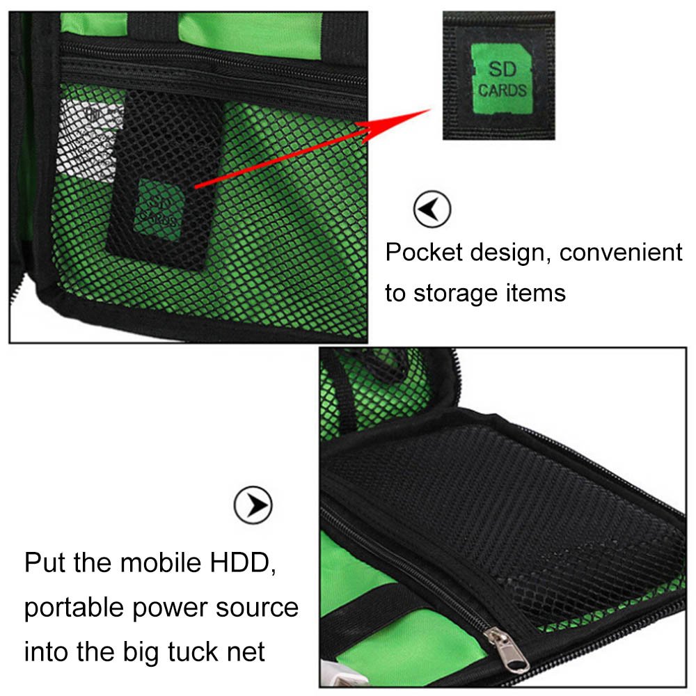 Waterproof Outdoor Travel Kit Nylon Cable Holder Bag,cable tidy bag,cables bag,camera accessories bag,Electronic Accessories usb drive storage case Camping Hiking Organizer Bag,External Hard Drive Carry Case. (black)