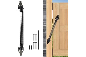 BOODVON 14" Gate Spring Self Closing Heavy Duty Door Springs to Close Door, Adjustable Tensioner Automatic Gate Closure, Gate Spring for Wooden Gate, Vinyl Fence, Steel Door(Black, 1 Pack)
