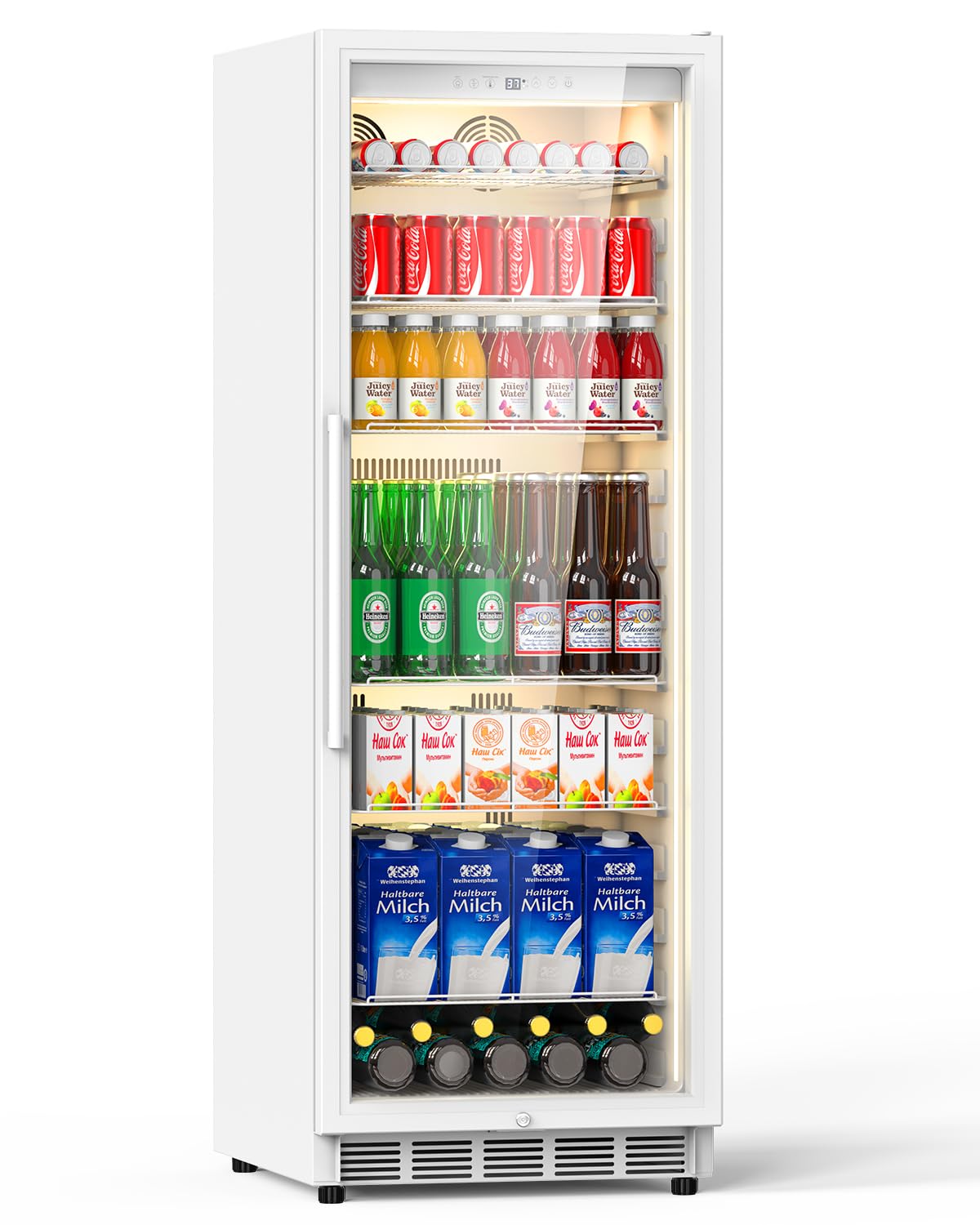 Photo 1 of **ITEM DOES NOT FUNCTION**
Velivi Commercial Merchandiser Refrigerator, 13.8 Cu Ft Display Beverage Fridge with Glass Door Upright Cooler with LED Light Low Noise, Fast Cooling for Shop, Restaurant, Office (White)