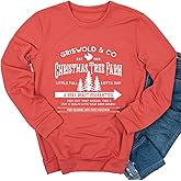 Dahuiya Christmas Sweatshirts For women Funny Christmas Sweater Cozy Holiday Graphic Tops