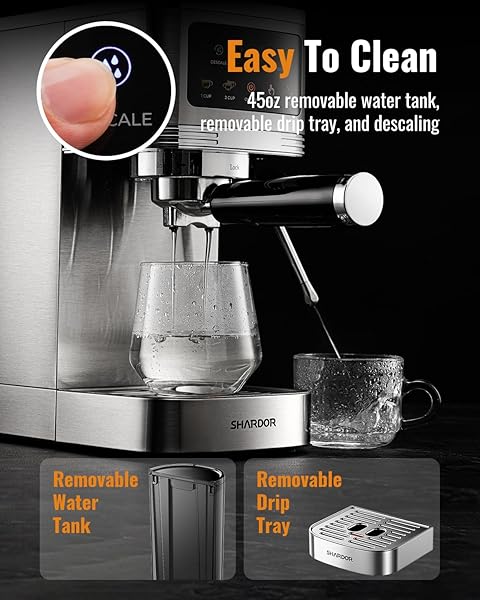 SHARDOR ESPRESSO MACHINE 20 BAR, PROFESSIONAL ESPRESSO MACHINE WITH MILK FROTHER AND TOUCHSCREEN, EXPRESSO COFFEE MACHINES WITH ADJUSTABLE TEMPERATURE,FOR CAPPUCCINO, LATTE