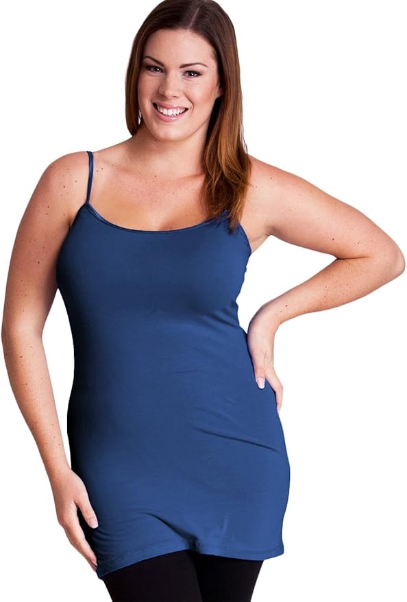Teal Blue Ladies Plus Size Spaghetti Strap Cotton Tank Top at Amazon