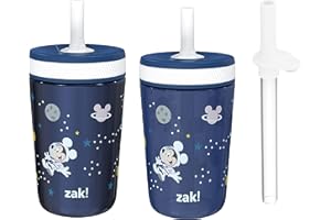 Zak Designs Disney Mickey Mouse Kelso Tumbler Set, Leak-Proof Screw-On Lid with Straw, Bundle for Kids Includes Plastic and Stainless Steel Cups with Bonus Sipper (3pc Set, Non-BPA)
