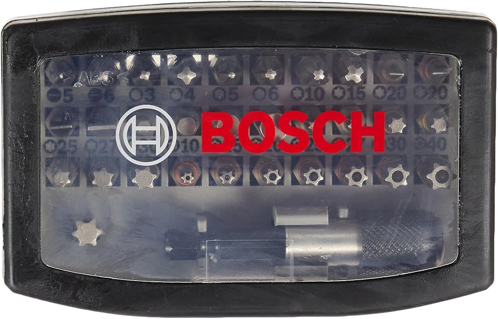 Bosch 32pc Screwdriver Bit Set Extra Hard Hex Shank Magnetic Holder 1/4"