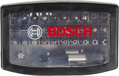 Bosch 32pc Screwdriver Bit Set Extra Hard Hex Shank Magnetic Holder 1/4"