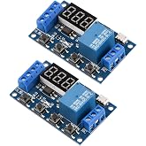 FORIOT 2pcs 5V Micro USB Timer Relay DC 6-30V Programmable Cycle Delay Timer Switch Module with Digital LED Display