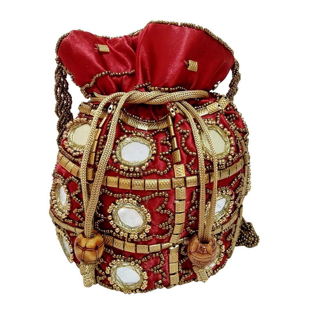drishti enterprises rajasthani ethnic potli bag, bridal potli bag for patry, latest wedding gift (red)