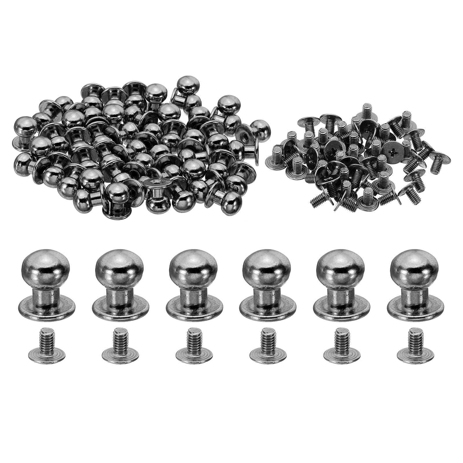 PATIKIL 9mm Leather Rivets, 30 Sets Round Button Head Studs Metal Screw Studs Posts Chicago Screws Rivet for Clothing Leather Crafts, Black