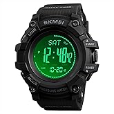 AOSLSI Watch Compass, Altimeter Barometer Thermometer Temperature, Pedometer, Military Army Waterproof Outdoors Sport Digital Watch for Men