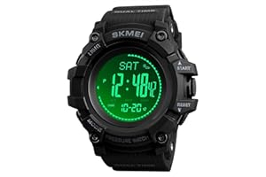 AOSLSI Watch Compass, Altimeter Barometer Thermometer Temperature, Pedometer, Military Army Waterproof Outdoors Sport Digital Watch for Men