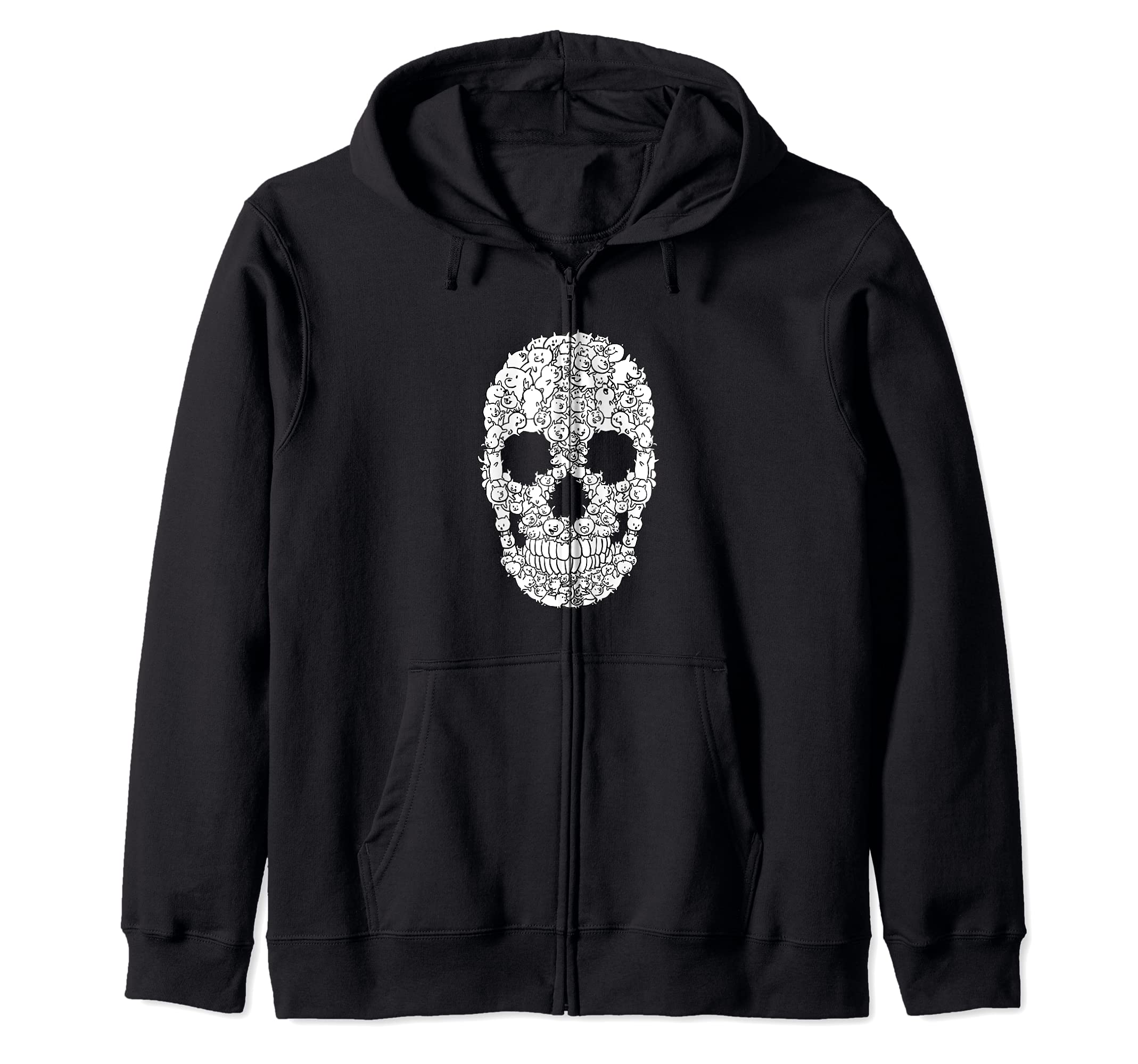 Cat Dog Skull Zip Hoodie