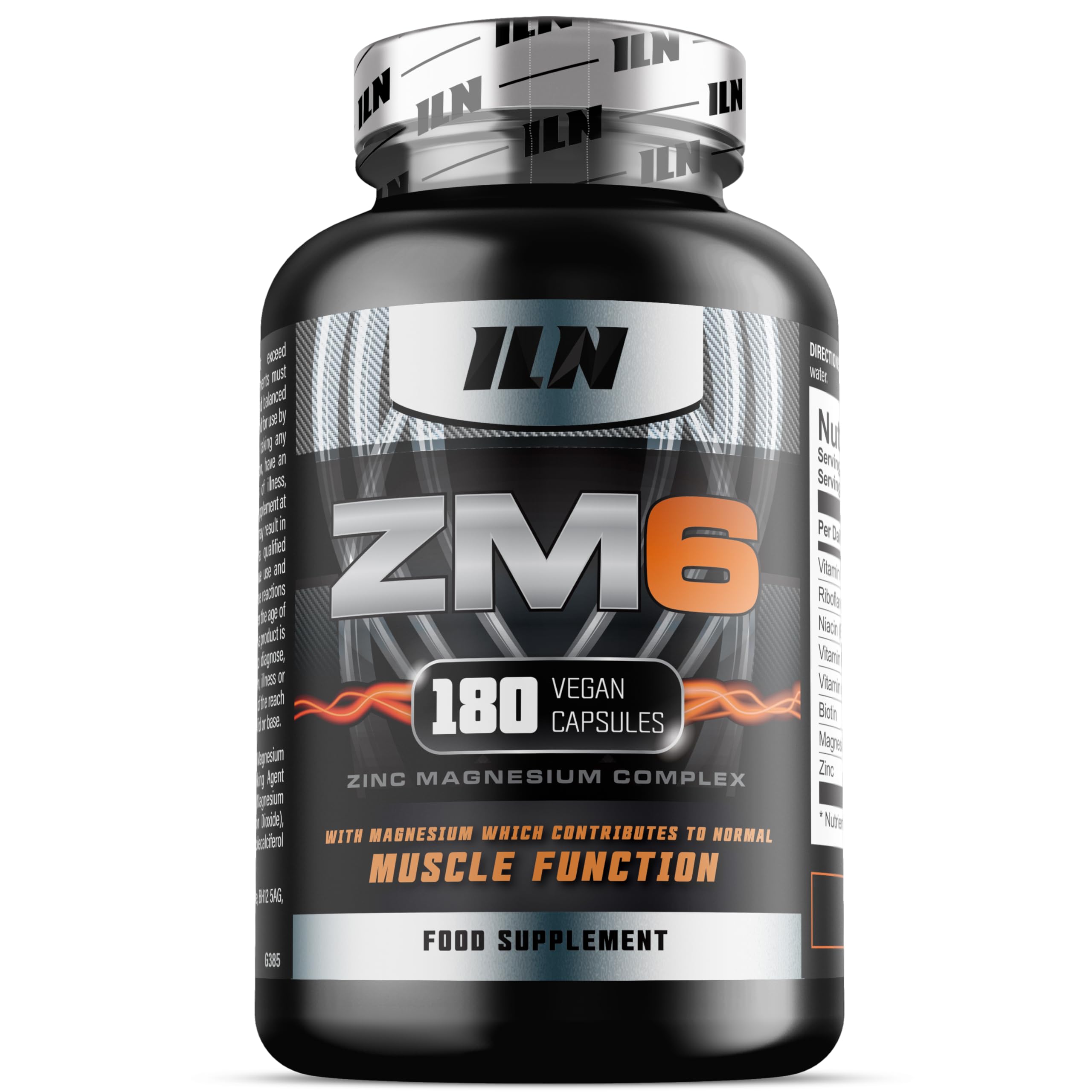 ZM6 - High Strength Zinc Magnesium Supplement for Men and Women - Zinc and Magnesium Tablets for Normal Muscle Function (180 Vegan Capsules)