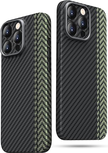 memumi Case for iPhone 15 Pro Max Carbon Fiber Vertical Texture