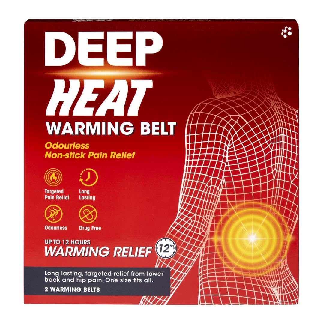 Deep Heat Warming Belt, Long Lasting Pain Relief Heat Therapy (Pack of 2 Belts)