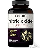 NatureBell Nitric Oxide Supplement for Men & Women – Pre-Workout Formula with L-Arginine & L-Citrulline – 3,600mg, 300 Bisected Tablets (100 Servings) – Max Strength – Non-GMO, Gluten Free*