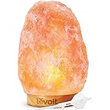 Levoit Elana Himalayan Salt Lamp Hand Carved Natural Himilian Hymalain Pink Salt Rock Lamps(8-11 lbs), Premium Quality Wood Base,Touch Brightness Dimmable Control,3 Bulbs,UL Cord & Gift Box