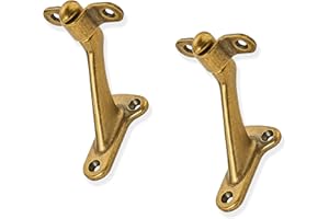 ZAUYX 2 Pack 3 Inch Hand Rail Bracket Antique Brass Stair Brackets Heavy Duty Handrail Brackets for Stairways Handrail Staircase Bracket