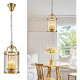 LMQNINE Antique Brass Pendant Lights Kitchen Island Gold 3 Light Chandelier 7.87 in Brass Solder Glass Pendant Light Bedroom 