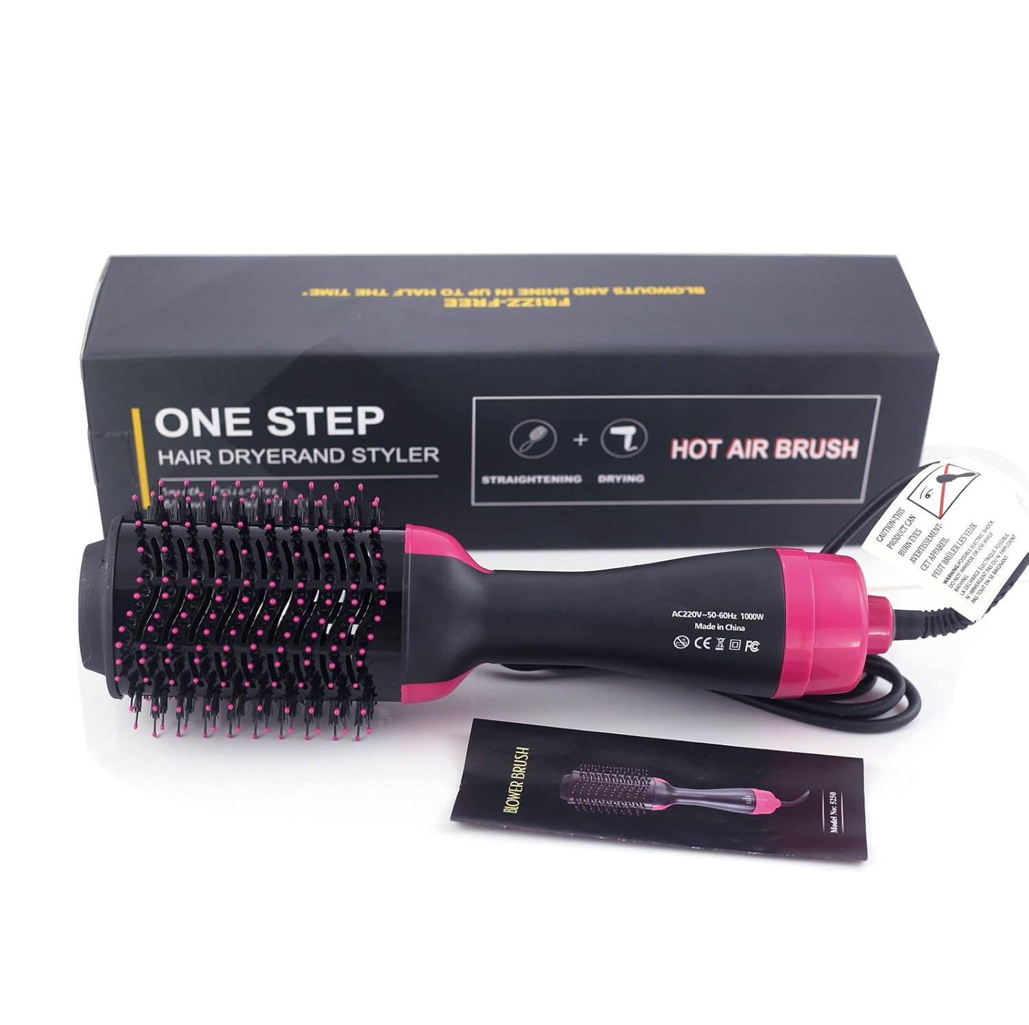 One Step Hair Dryer 3-in-1 Salon Negative Ion Hair Straightener & Curly Hair Comb +Extra Gift Clip Hair Straightener Curler Brush