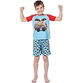 INTIMO Hot Wheels Boys' Monster Trucks Toys Tossed Print Sleep Pajama Set Shorts