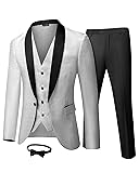 YND Men's 3 Piece Slim Fit Tuxedo Suit Set, One