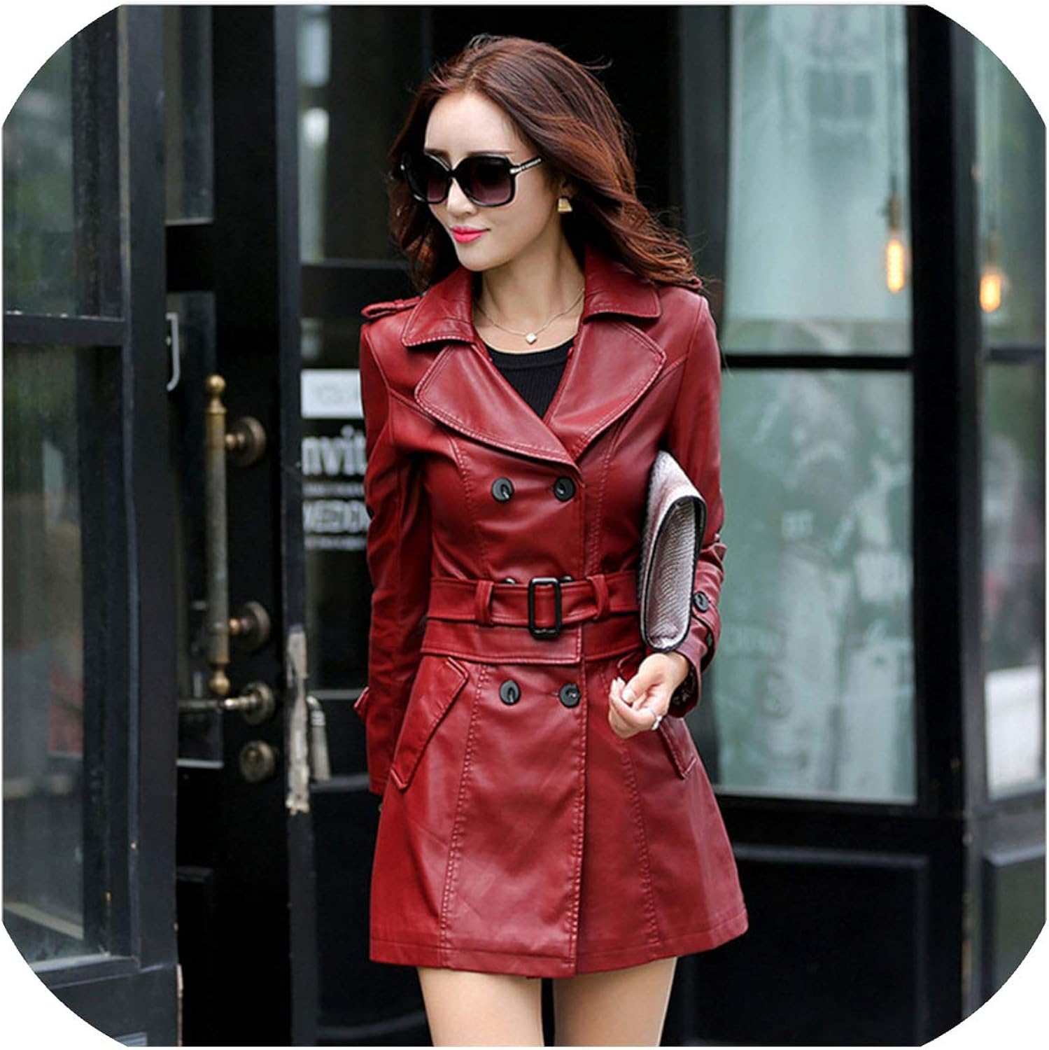 plus size womens long leather coats