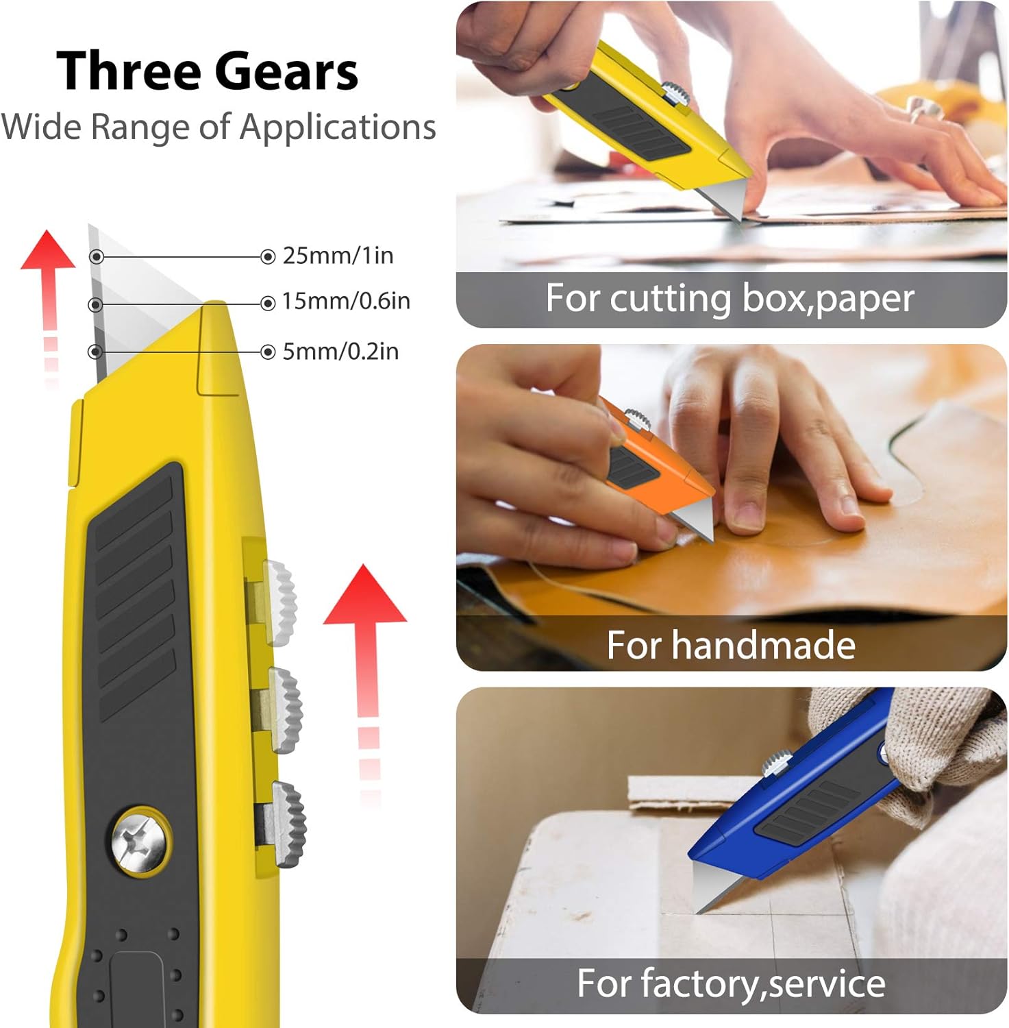 4-PACK Box Cutter Colorful Utility Knife Heavy Duty Aluminum Shell Box Cutters Retractable for Cartons, Cardboard, Boxes - - 