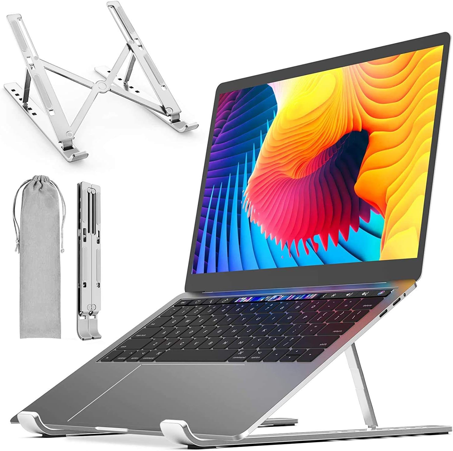 DYZI Laptop Stand-Ventilated Aluminium Laptop Holder for Macbook,Notebook,iPad-Adjustable Lightweight Cooling Stand compatible with Dell XPS,HP,Samsung,Lenovo