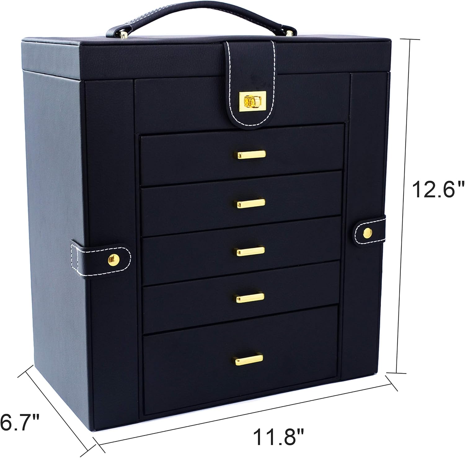 AKOZLIN Large Jewelry Box Organizer Functional Huge Lockable, Leather Jewelry Storage Case for Women Girls Ring Necklace Earring Bracelet Holder Organizer with Mirror: Home Improvement