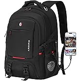 SWICKY 40L Travel Backpack Outdoor, Expandable Backpack with Shoe Compartment/Laptop Bag/Water Resistant/USB Port for Women & Men, Ideal for Travel and Hiking（Black）