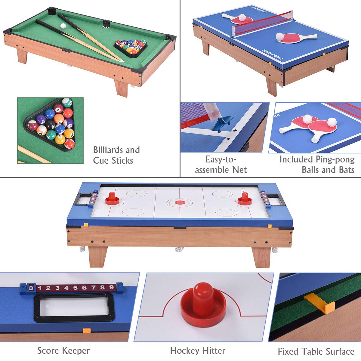 Giantex Multi Game Table, 4 in 1 32'' Combo Mini Game Table Top w