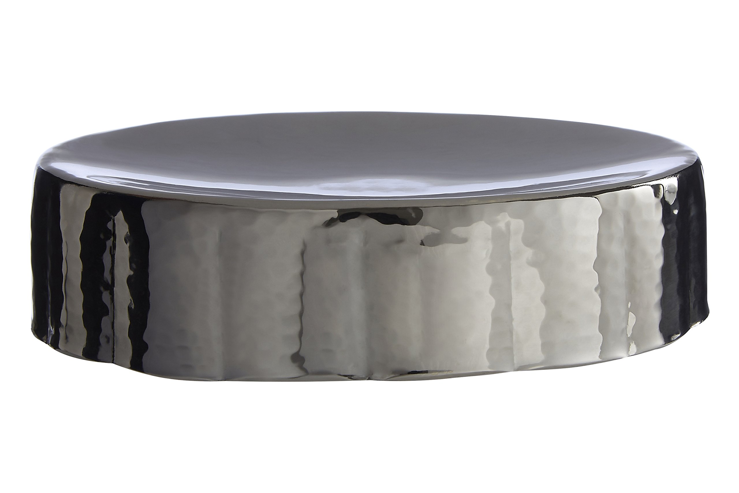 Premier Housewares Hammered Effect Black Nickel Finish Soap Dish, Silver, 4 x 13 x 13 cm