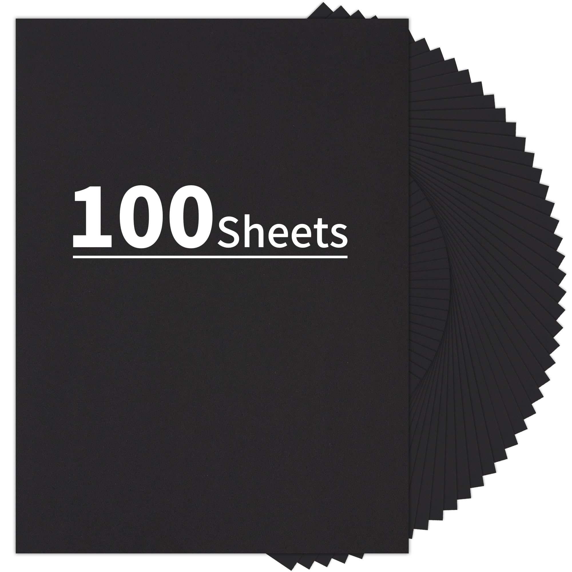 Photo 1 of 100 Sheets Black Cardstock - 8.5 X 11 Inches Art Crafts Construction Paper, 92lb/250gsm Heavy Weight Thick Card Stock Paper for Printer, DIY Cards Making, Invitations, Scrapbooking UAP24BK100