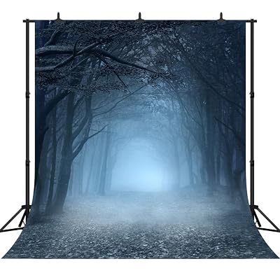 DePhoto 10x10Ft Seamless Spooky Forest Vinyl Photography Backdrop Photo Background Studio Prop WHW003