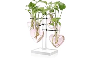 YYHGLASS Plants Propagation Stations Plant Terrarium Kit Gift for Women Birthday Glass Planters for Indoor Plants Home Office Decor Acrylic Plant Accessories - 4 Love Hear Vase